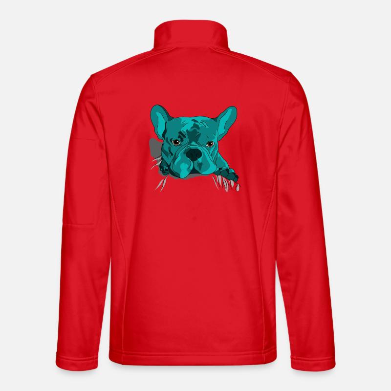 French Bulldog Cute Cartoon Look - Unisex Softshell Jacket - red