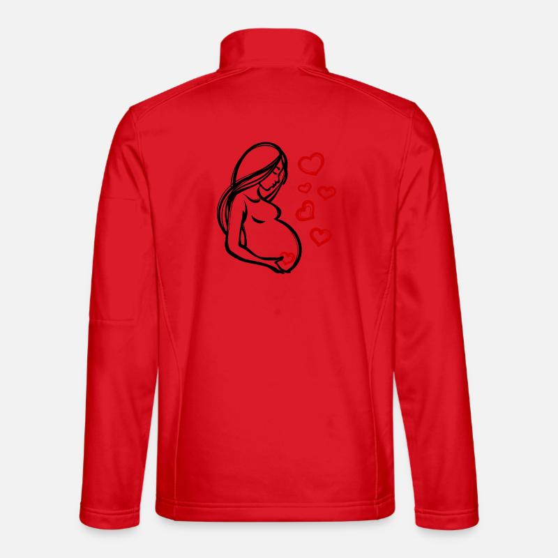 Coeur Grossesse Bébé Ventre Déclaration Enceinte - Veste en tissu softshell Unisexe - rouge