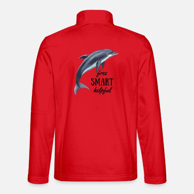 Delfin - free, smart, helpful - Unisex Softshelljacke - Rot