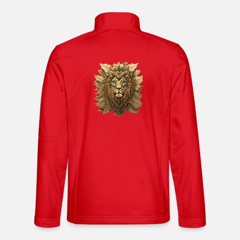 Herbstblattlöwenporträt - Unisex Softshelljacke - Rot