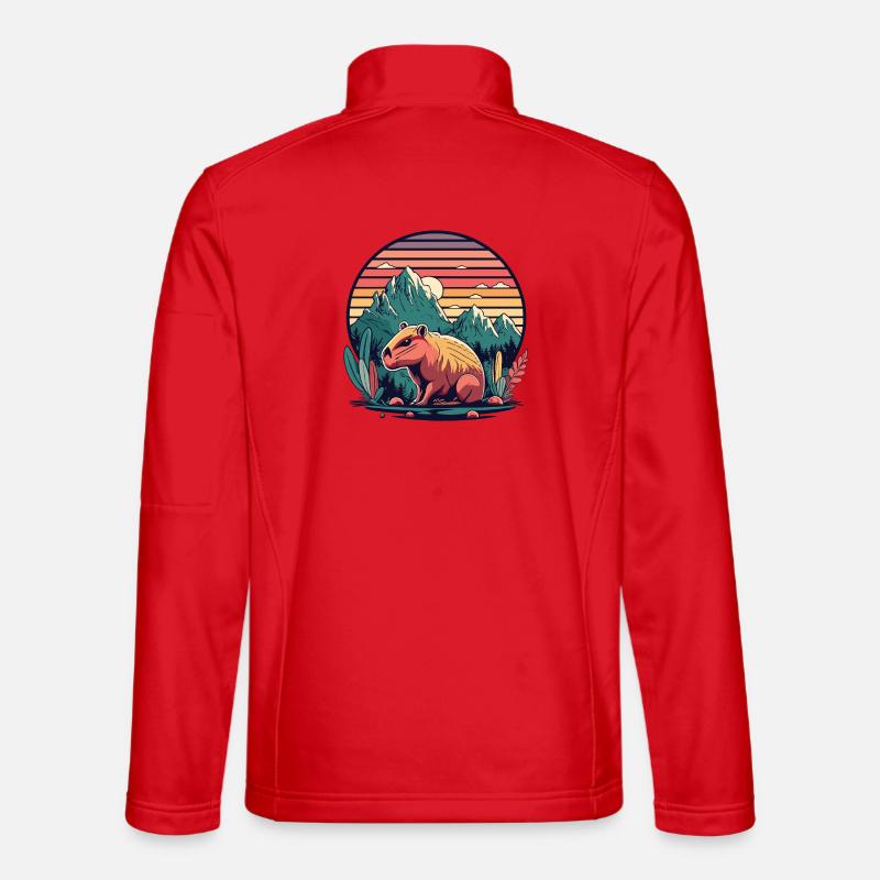Capybara mit Retro Sunset Unisex Softshelljacke