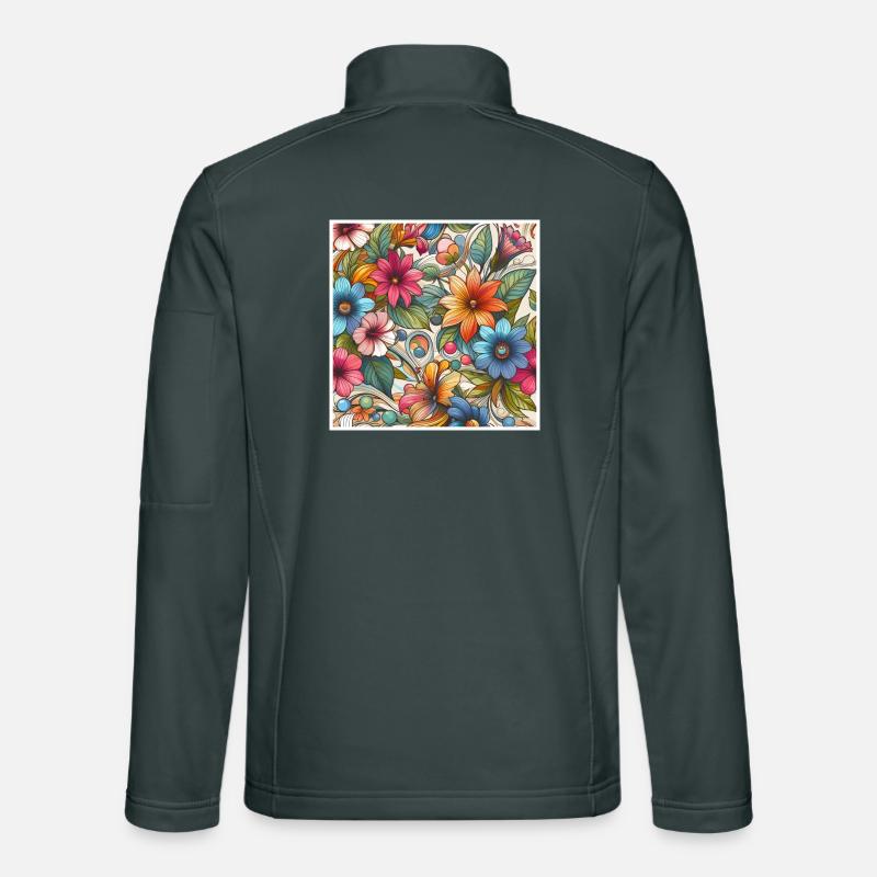 Fleurs végétal colorées Veste en tissu softshell Unisexe