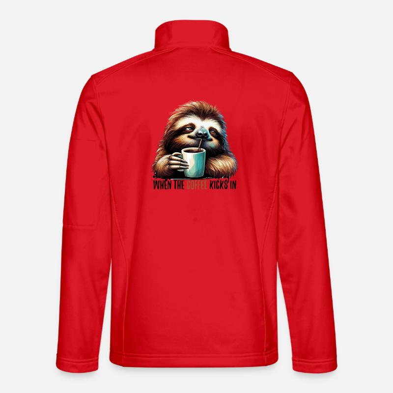 Faultier Kaffee kickt Geschenk - Unisex Softshelljacke - Rot