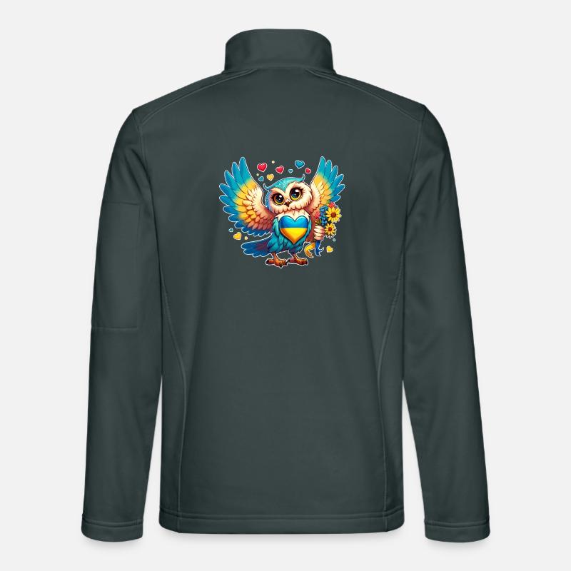 Niedliche Eule mit Ukraine Herz Unisex Softshelljacke