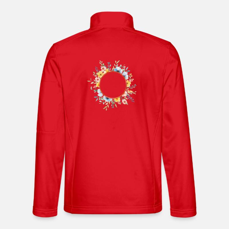 Floral circle, spring flowers, customizable Unisex Softshell Jacket