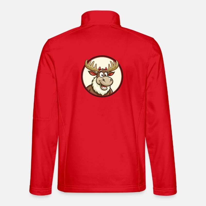 Elch Bunte Kawaii Cartoon Figur Clipart - Unisex Softshelljacke - Rot