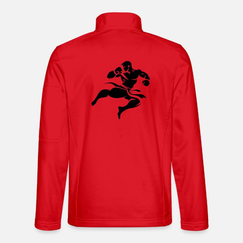 Kickboxing Drawing - Unisex Softshell Jacket - red
