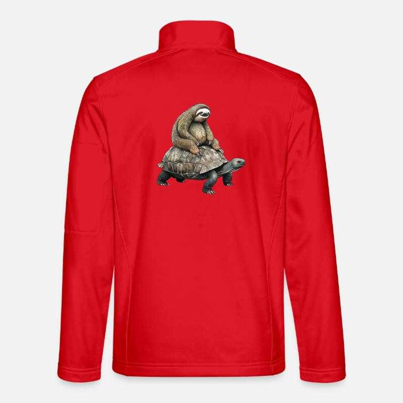 Faultier auf Schildkröte - Unisex Softshelljacke - Rot