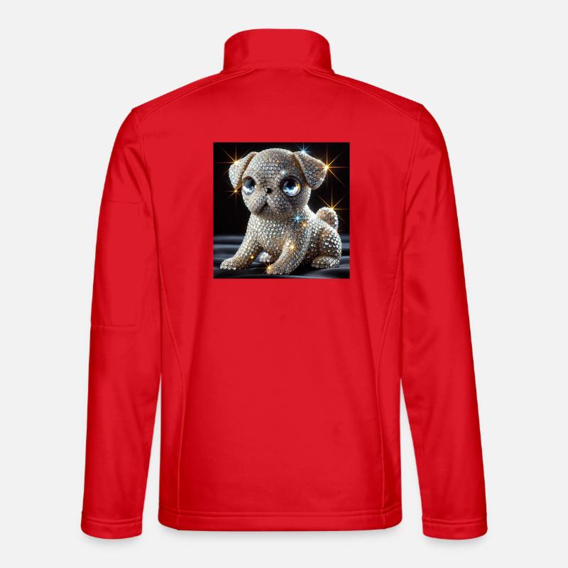Funkelnder Hund im Diamant-Look - Unisex Softshelljacke - Rot