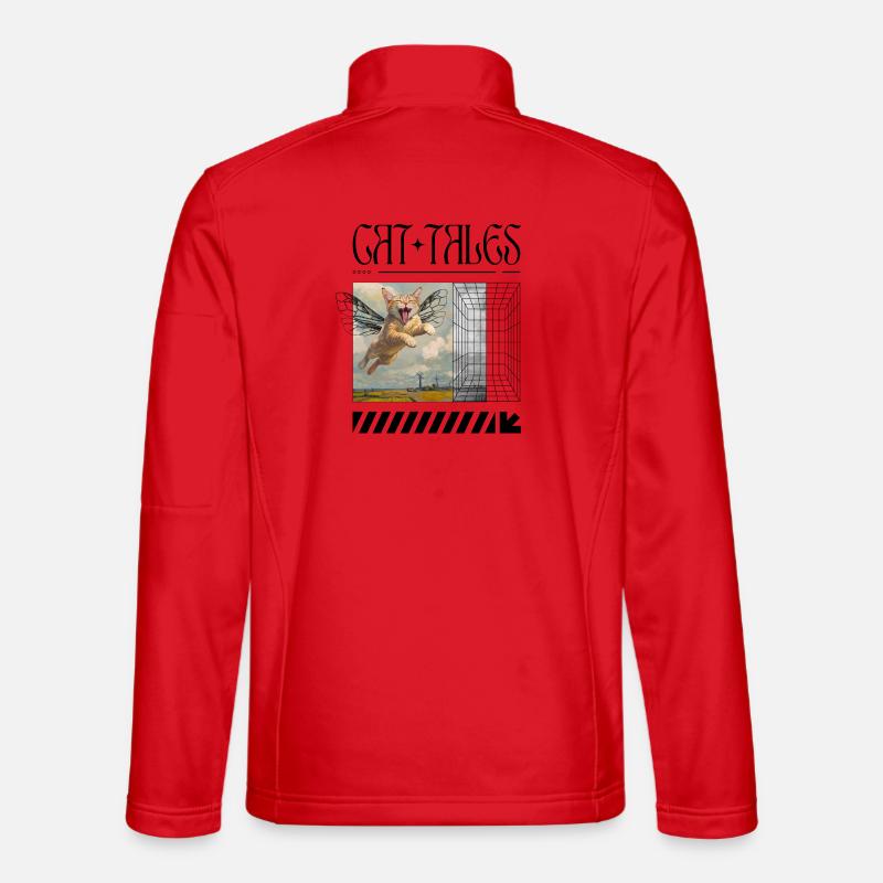 Surreal Flying Cat – Magic Cat Motif - Unisex Softshell Jacket - red