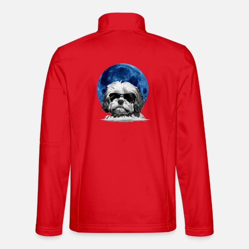 Impression d’art cool Shih Tzu  - Veste en tissu softshell Unisexe - rouge