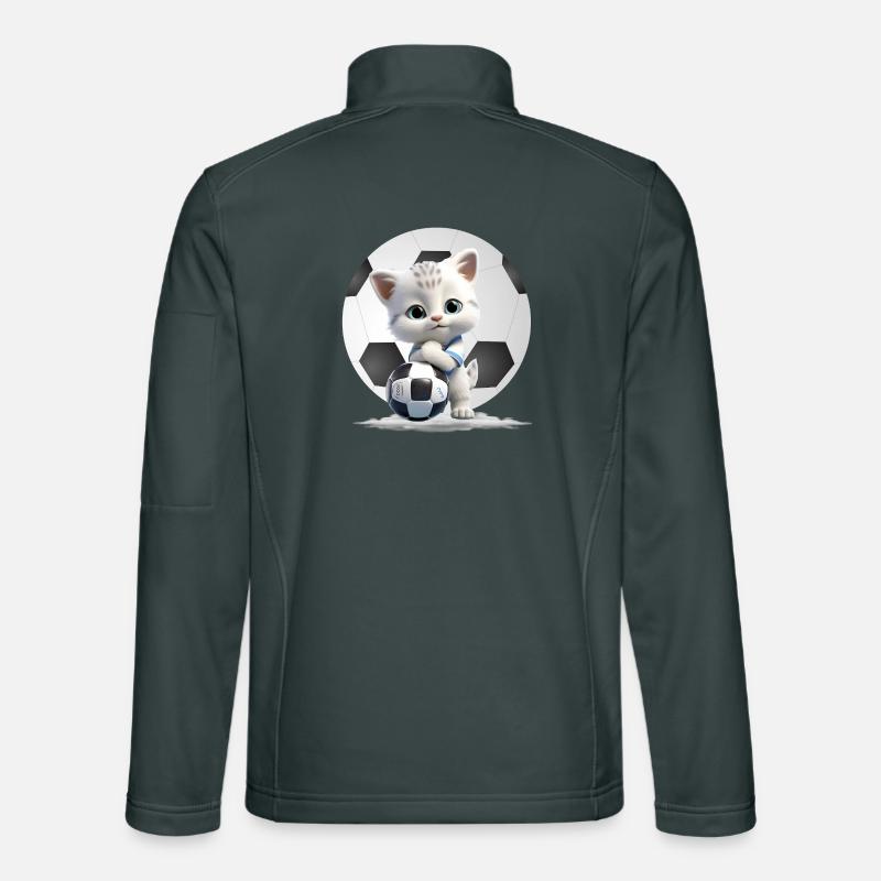 Kätzchen-Maskottchen mit Fußball Unisex Softshelljacke