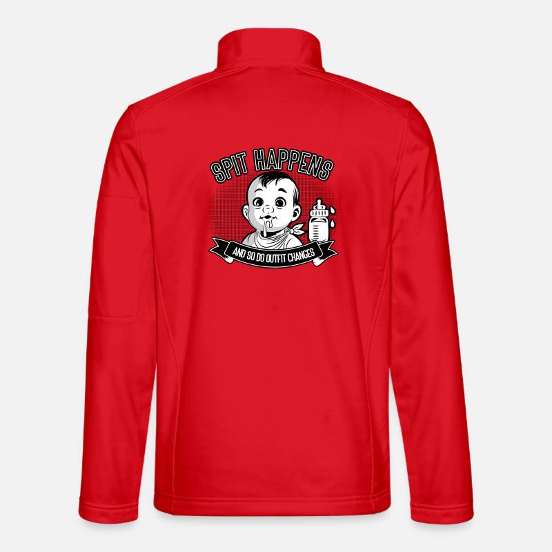 Spit Happens Baby Humor Design - Unisex Softshell Jacket - red