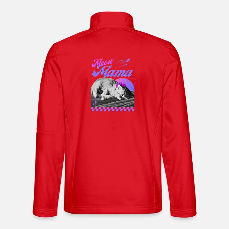 Sleeping cat with flower wreath - Unisex Softshell Jacket - red