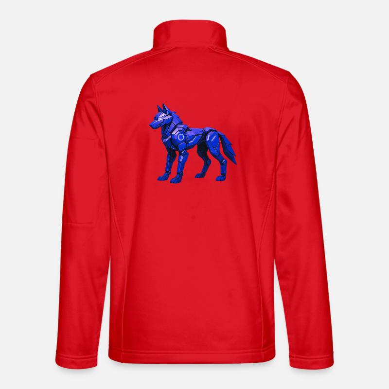 Futuristic Digital Wolf Illustration - Unisex Softshell Jacket - red