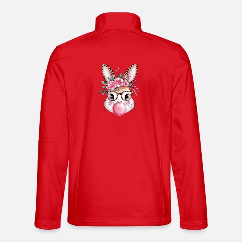 Blomstret kanin med glas og tyggegummi - Unisex softshelljakke - rød