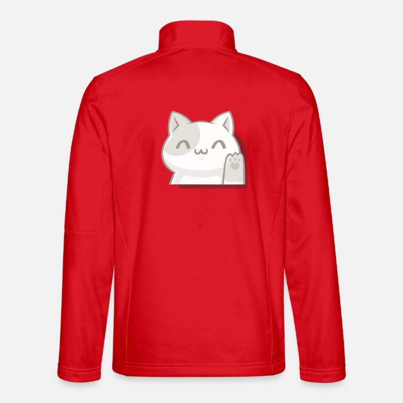 Chat Kawaii Agitateur, Porte-Bonheur Style Chibi Veste en tissu softshell Unisexe