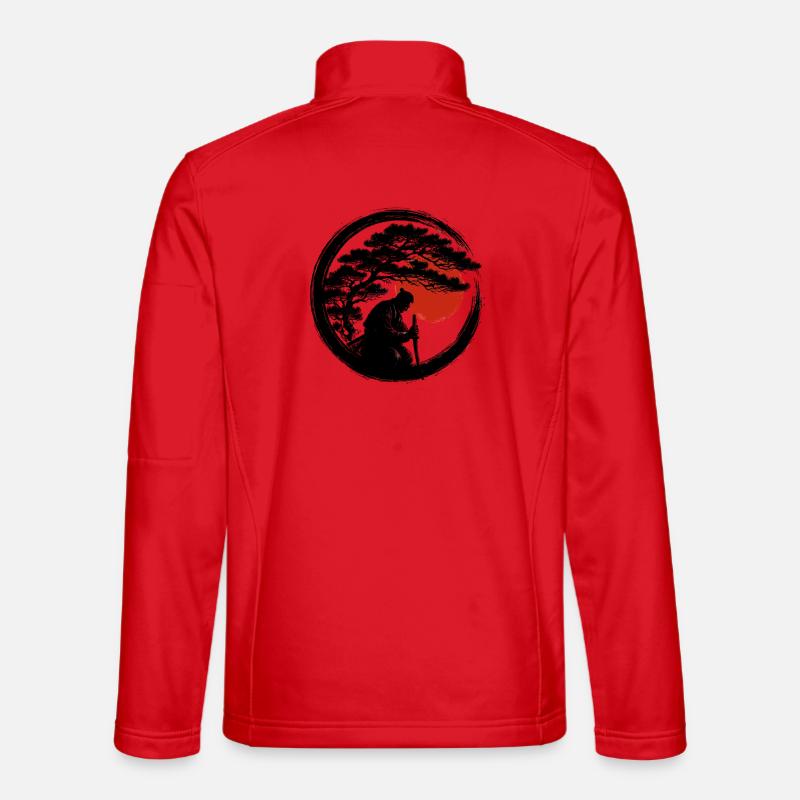 Enso Samurai Meditation with Red Sun - Unisex Softshell Jacket - red