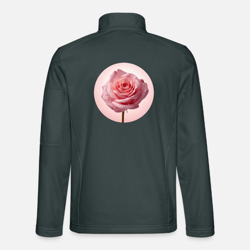 Delicate Pink Roses with Dew Unisex Softshell Jacket