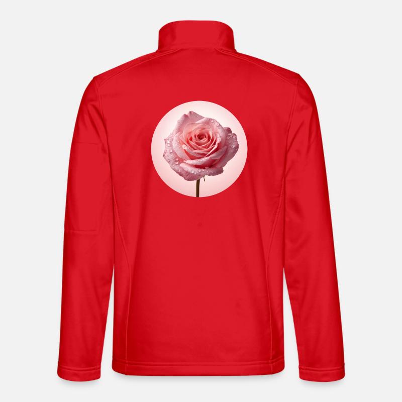 Delicate Pink Roses with Dew Unisex Softshell Jacket