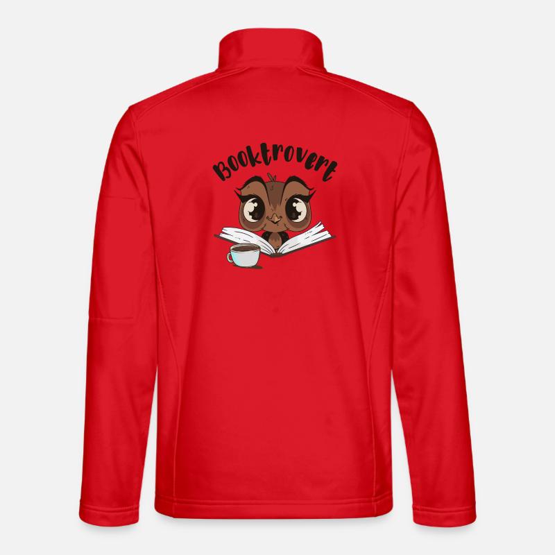 Booktrovert Owl with Book and Coffee - Unisex Softshell Jacket - red