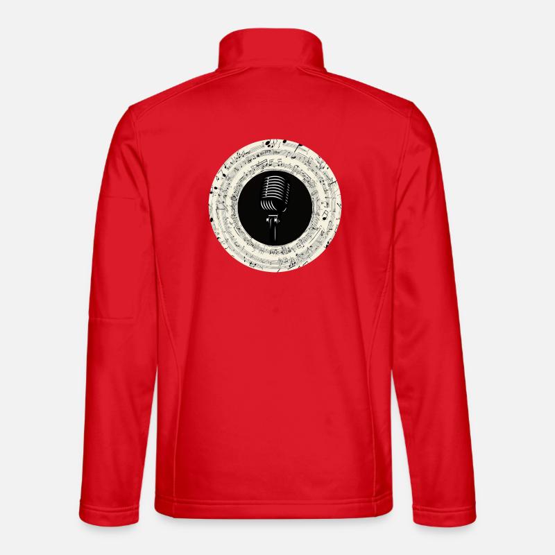 Microphone Musical Notes Art - Veste en tissu softshell Unisexe - rouge