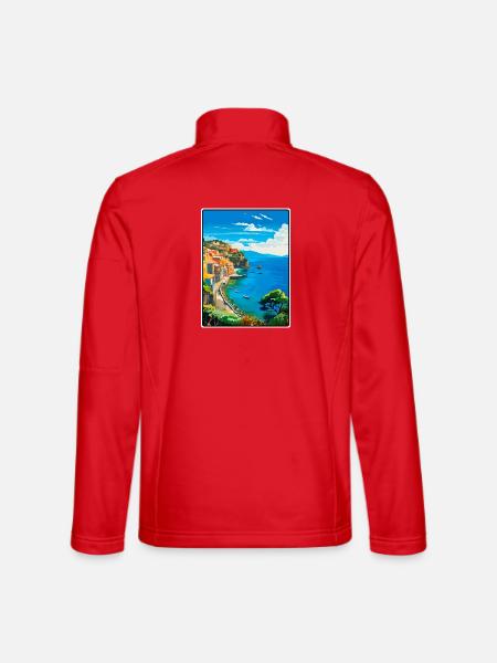 Sorrento, Italie, affiche de voyage vintage Cityscape WPA - Veste en tissu softshell Unisexe - rouge - Dos