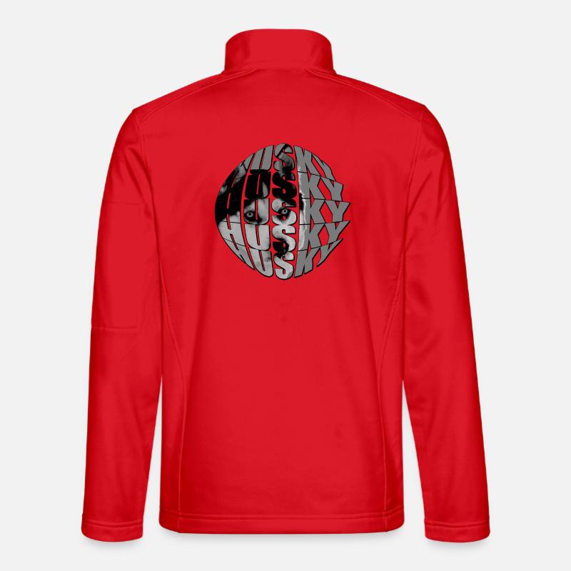Wolfgesicht in Globus-Design - Unisex Softshelljacke - Rot