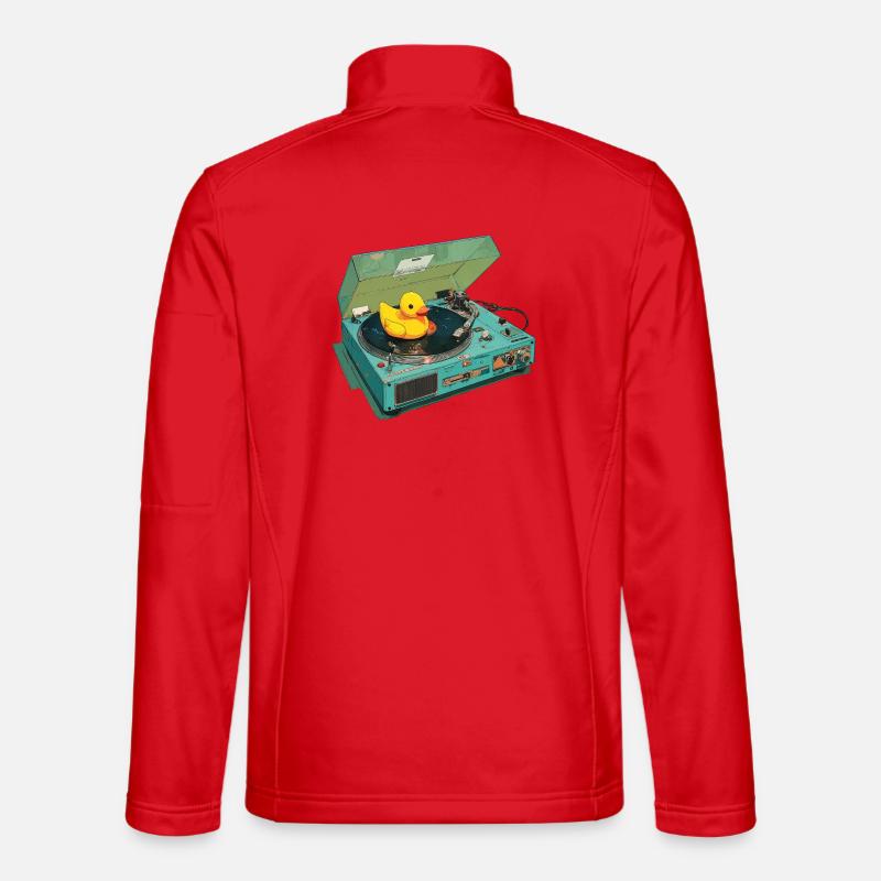 Rubber duck on record player Unisex Softshell Jacket