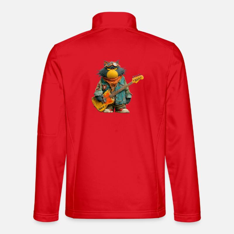 Rockiger Katzenmusiker im Retro-Style - Unisex Softshelljacke - Rot