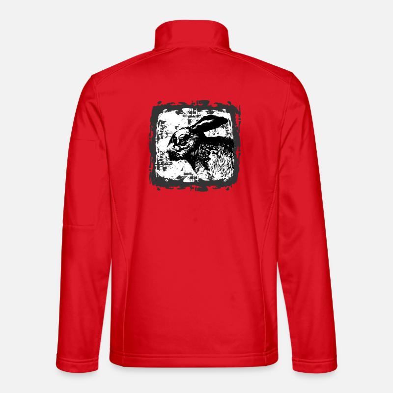 Black and White Rabbit Silhouette - Unisex Softshell Jacket - red