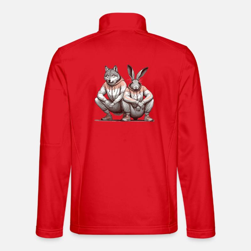 Slavic Squat Russian Squat Hare and Wolf Gift Unisex Softshell Jacket
