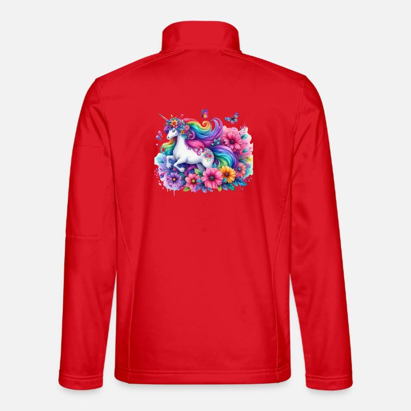 Regenbogen Blumen Einhorn - Unisex Softshelljacke - Rot