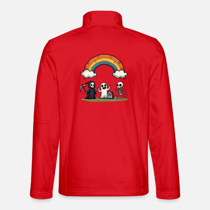 Tod & Freunde Halloween Regenbogen-Szene - Unisex Softshelljacke - Rot