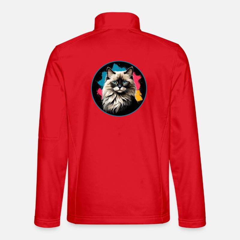 Portrait de chat éclaboussures de néons dans un cercle Veste en tissu softshell Unisexe