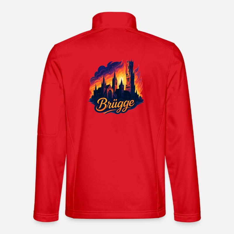 Bruges City Belgium Sunset Gift - Unisex Softshell Jacket - red