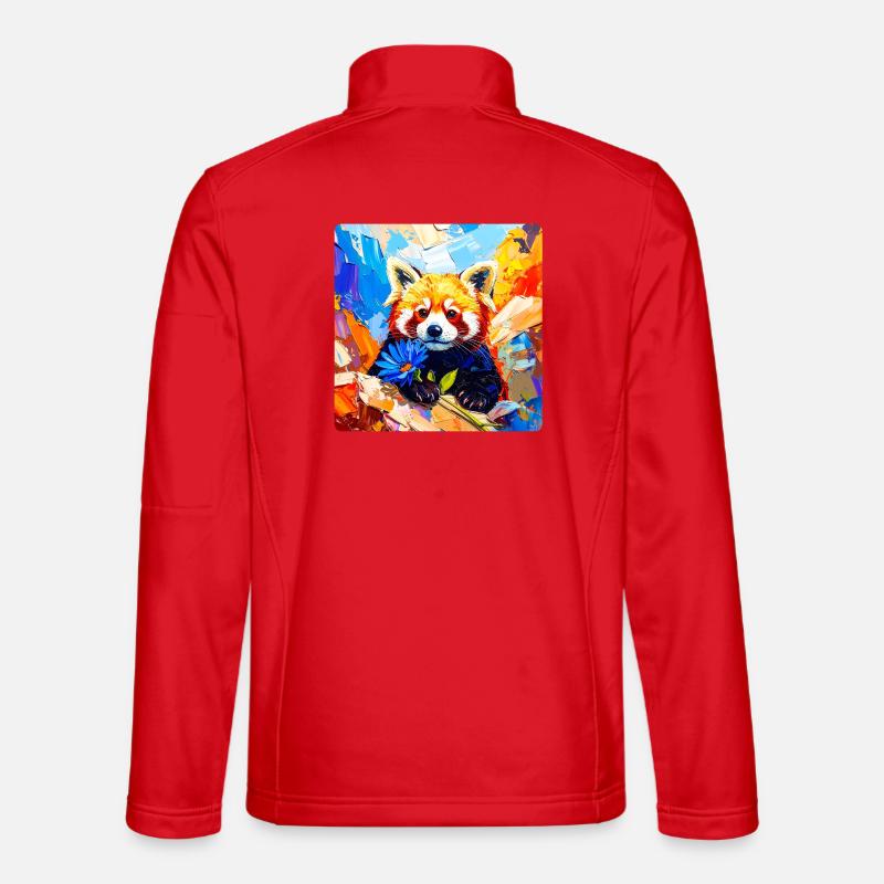 Roter-Panda-Blaue Blume - Unisex Softshelljacke - Rot
