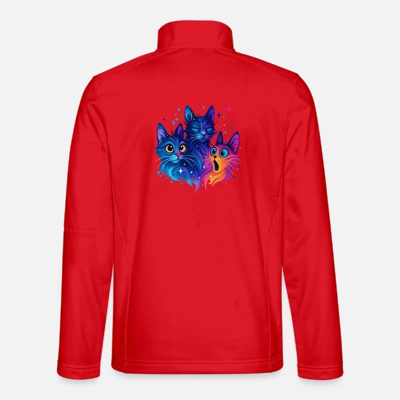 Neon Galaxy Cats Trio - Unisex Softshell Jacket - red