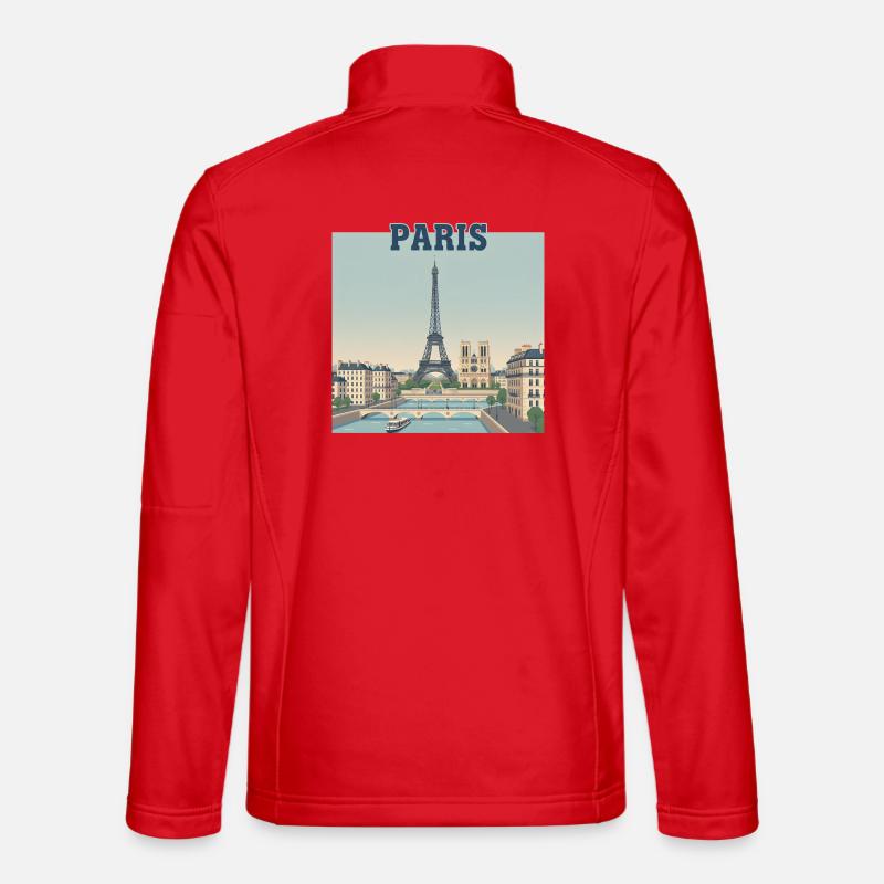 Pariser Skyline-Eiffeldruck - Unisex Softshelljacke - Rot