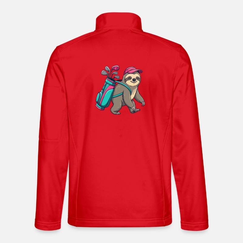 Lustiger Faultier-Golfer Cartoon Cooles Golftier - Unisex Softshelljacke - Rot