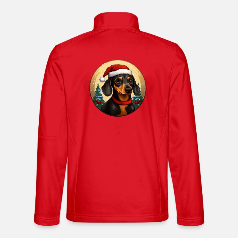 Dachshund Christmas - Unisex Softshell Jacket - red
