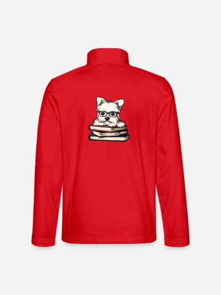 Süßes Westie-Hundelesebuch mit Brille - Unisex Softshelljacke - Rot