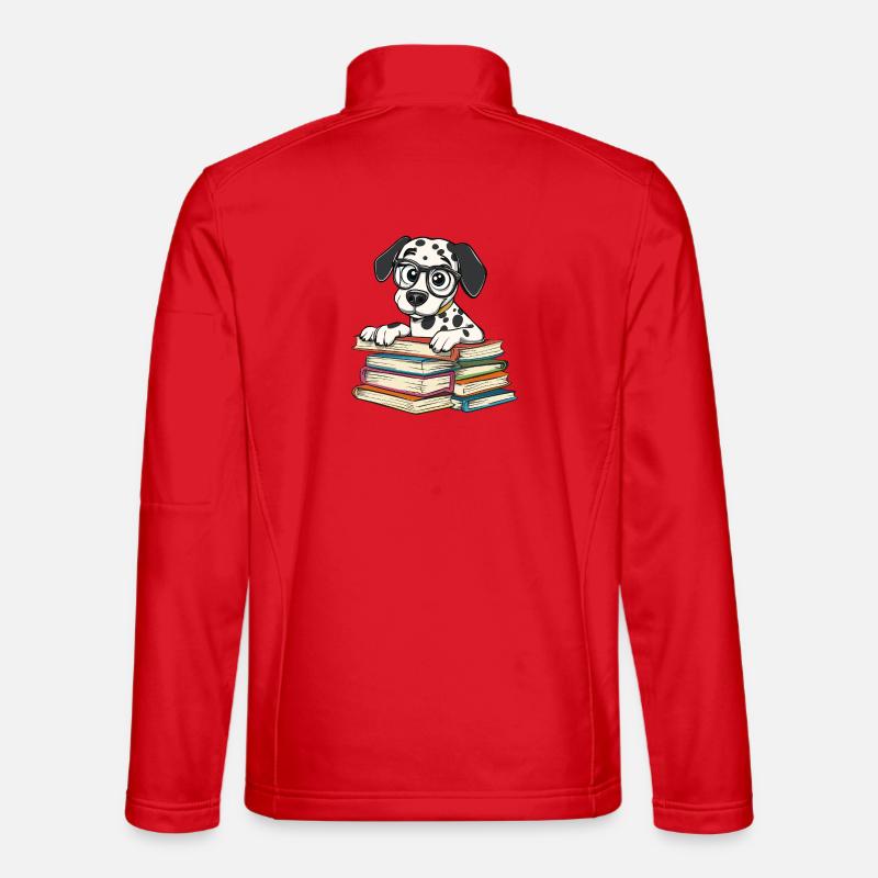 Niedliches Dalmatinerhund-Lesebuch mit Brille - Unisex Softshelljacke - Rot