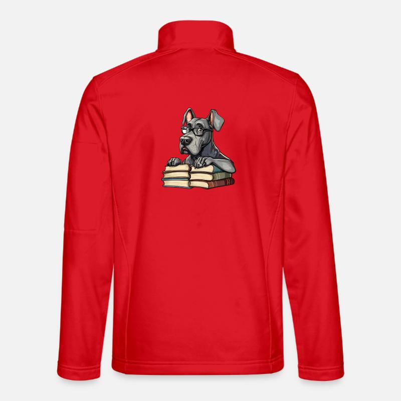 Süßes Dogge-Lesebuch mit Brille - Unisex Softshelljacke - Rot