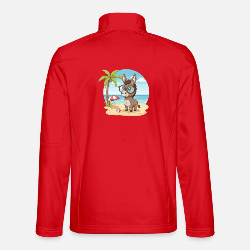 Süßer Esel mit Brille Strandsommerferien - Unisex Softshelljacke - Rot