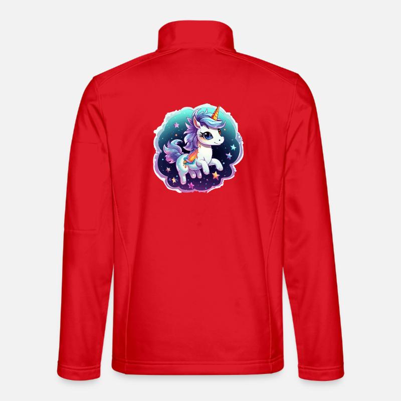 Kosmisches Einhorn mit Schal - Unisex Softshelljacke - Rot