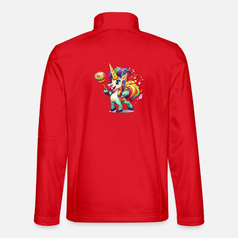 Buntes Einhorn mit Lolly - Unisex Softshelljacke - Rot