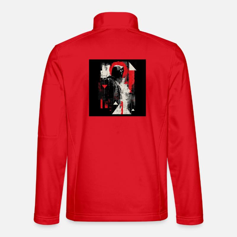 Hooded Echo Geometric Neon - Unisex Softshell Jacket - red