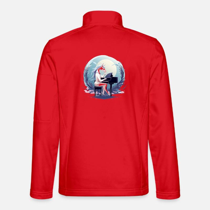 Mondschein-Einhorn am Klavier - Unisex Softshelljacke - Rot