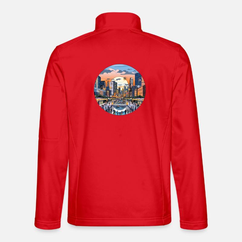 Sunset over the skyline - Unisex Softshell Jacket - red